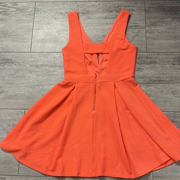 Neon Coral Pink Mini Dress, Size M - Picture 6 of 7